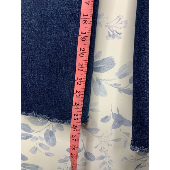 Zara Dark Wash Blue Denim Cropped Jeans Raw Hem Size 12 - Picture 7 of 8